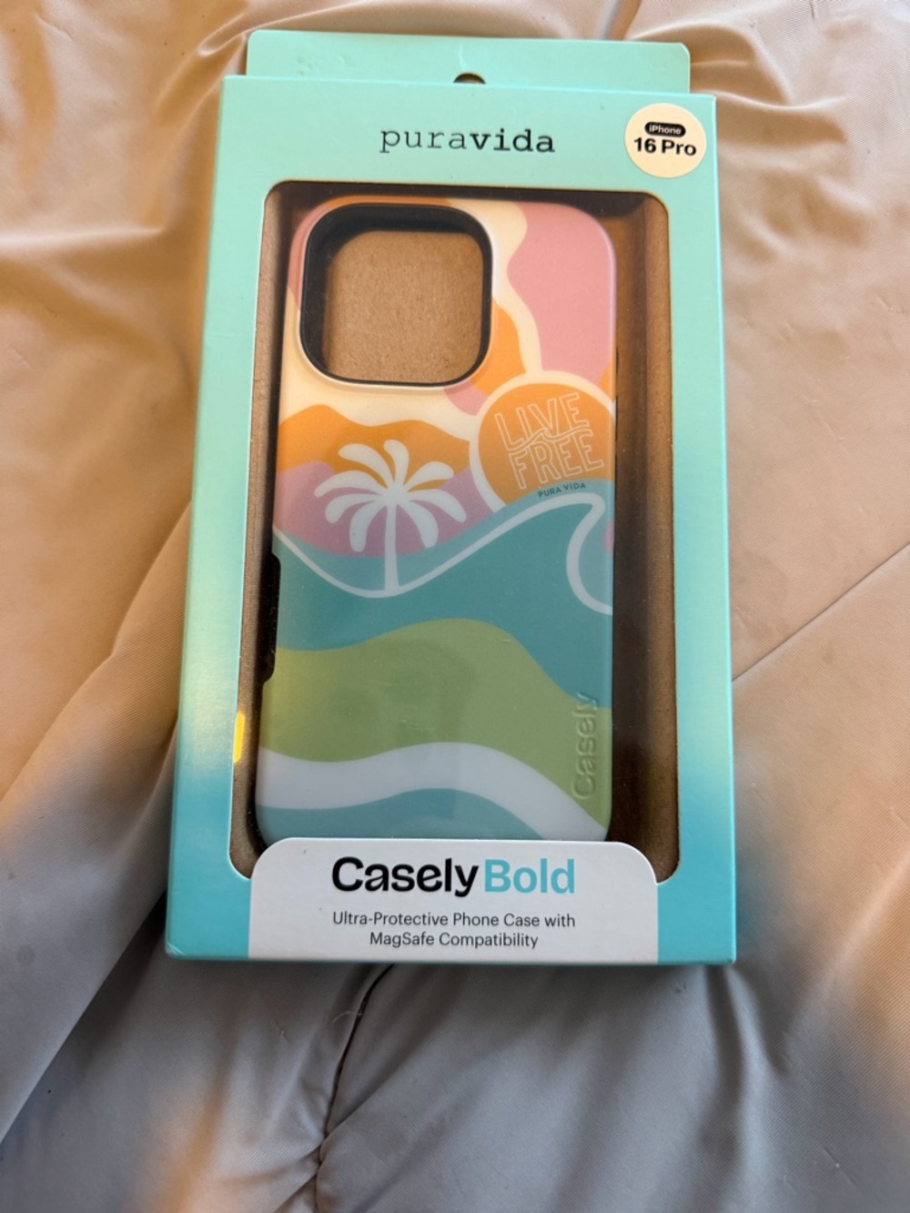 Puravida CaselyBold iPhone 16 Pro Case - Multi-Color Wave Design